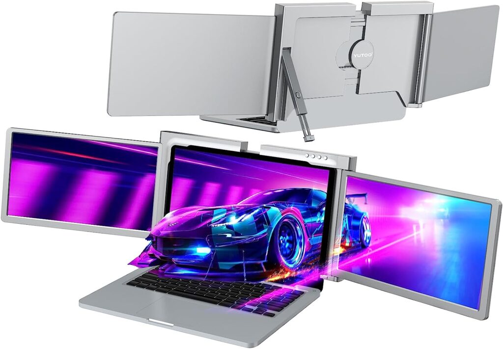 Triple Laptop Screen Extender,[M1/M2/Windows] [Only 1 Cable to Connect] , Laptop Monitor Extender for Mac/Windows, 1080P |16:9 | FHD IPS | Dual Monitor, Powered by Type-C/USB , for 13â-16â Laptops