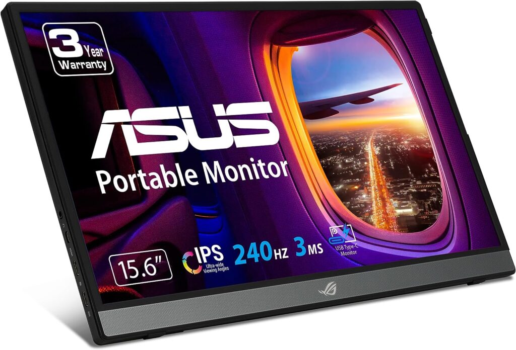 ASUS ROG Strix 15.6” 1080P Portable Gaming Monitor (XG16AHPE) - Full HD, 144Hz, IPS, G-SYNC Compatible, Built-in Battery, Kickstand, USB-C, Micro HDMI, for Laptop, PC, Phone, Console, 3-Year Warranty